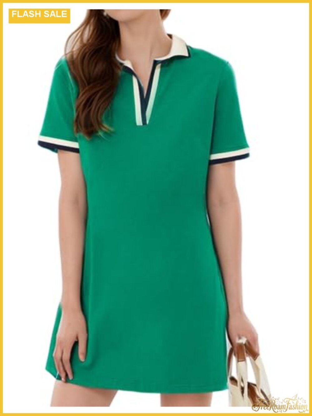 Women's Polo Tennis Golf Dress Short Sleeve V Neck A-Line Casual Summer Dress